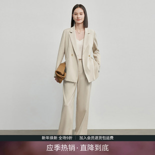 直筒裤 子套装 两件套女2025秋季 外套裤 新款 IHIMI海谧高级感小西装