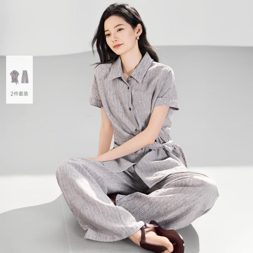 IHIMI海谧夏季通勤衬衫裤套装