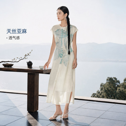 IHIMI海谧亚麻莱赛尔连衣裙套装