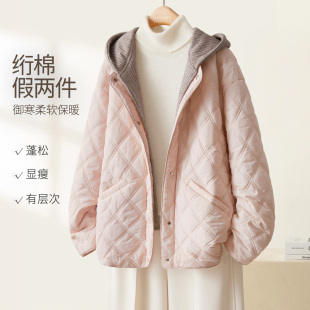 IHIMI海谧可脱卸连帽两穿棉衣女冬宽松棉服短款外套时髦百搭显瘦