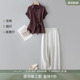 衬衫 女款 直筒裤 春季 一整套 套装 IHIMI海谧莱赛尔醋酸亚麻绑带短袖