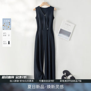 IHIMI海谧品牌店IHIMI海谧高级感时尚亚麻背带裤女2025夏季新款洋气轻薄连体裤