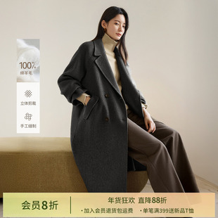 IHIMI海谧骆驼绒羊毛双面呢大衣女冬季赫本风气质长款西装领外套