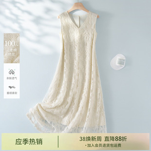 IHIMI海谧南法假日镂空钩花连衣裙女2025夏季高级感重工刺绣裙子