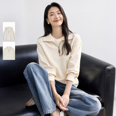 IHIMI海谧时髦美式半拉链卫衣