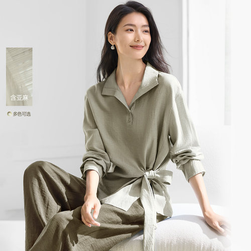 IHIMI海谧翻领侧结衬衫通勤