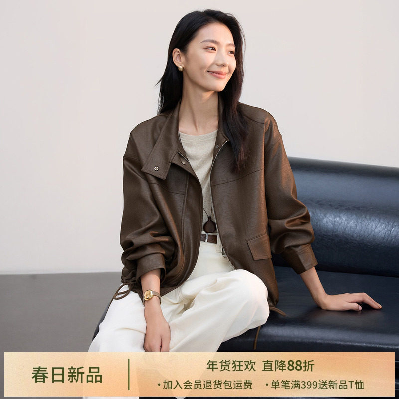 IHIMI海谧轻薄科技棉面料短外套女冬季立领高端复古时髦翻领夹克,女装/女士精品,短外套,淘宝优惠券,粉丝福利购,淘宝优惠卷