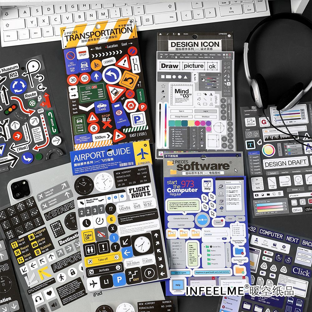 Infeel.Me图标原件系列不干胶贴纸简约ins韩系手帐diy装饰标签贴