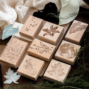 陌墨 榉木印章 万物静默如谜系列 文艺复古手帐DIY装饰素材印画