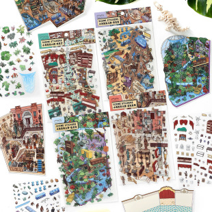 PaperMore小角落第八弹系列2.5D造景贴纸手工diy微缩场景贴画