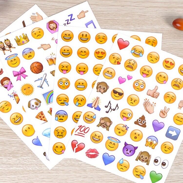 悦真苹果emoji表情贴纸 日记手账笑脸装饰emoji表情贴四张装