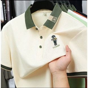 2026夏季新款翻领纯棉短袖POLO衫男士刺绣潮流修身半袖T恤上衣服