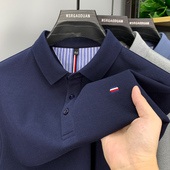 商务休闲弹力翻领抗皱打底衫 纯棉polo衫 上衣服潮 T恤男士 高端长袖