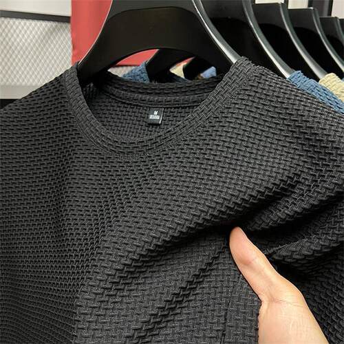 上班工作服男装短袖t恤冰丝网眼透气体恤打底竹节棉宽松大码上衣
