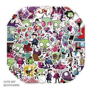50张动画外星入侵者贴画行李箱笔记本头盔文具盒水杯涂鸦贴纸