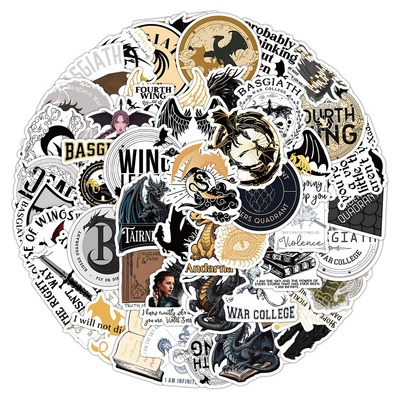 100张fourth wing美式复古学生手帐日记装饰素材笔记本贴画