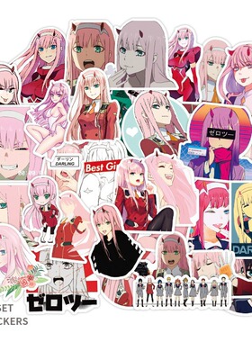 50张装新款FranXX 日漫涂鸦贴纸水可移拉杆箱贴笔记本贴汽车贴纸