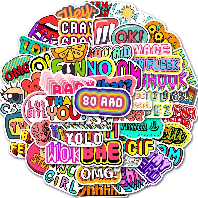50张英文短语系列VSCO风行李箱拉杆箱笔记本电脑涂鸦贴纸防水贴纸