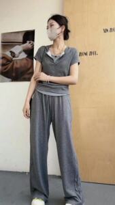 欧洲站高级感春季新款休闲两件套女2024时尚气质慵懒风阔腿裤套装