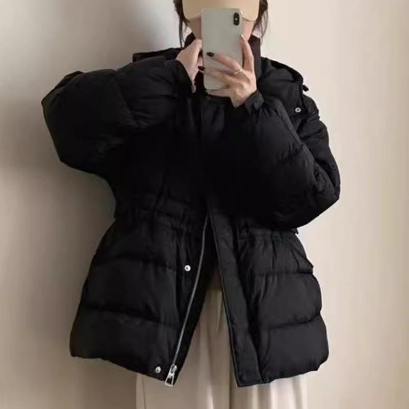 欧洲站羽绒服女中长款冬季新款韩版收腰显瘦小个子白鸭绒加厚外套