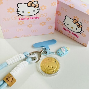 2025新款labubu黄金手机挂件金片钥匙扣挂件金箔送女友闺蜜礼物