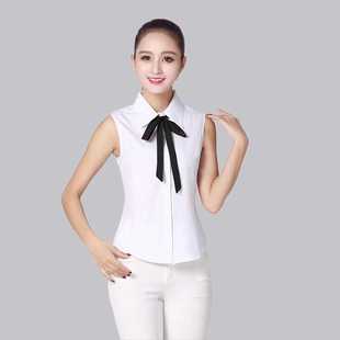 博奕阳彬雪纺衬衫女教资公考面试正装套装职业穿搭白色蝴蝶结衬衣