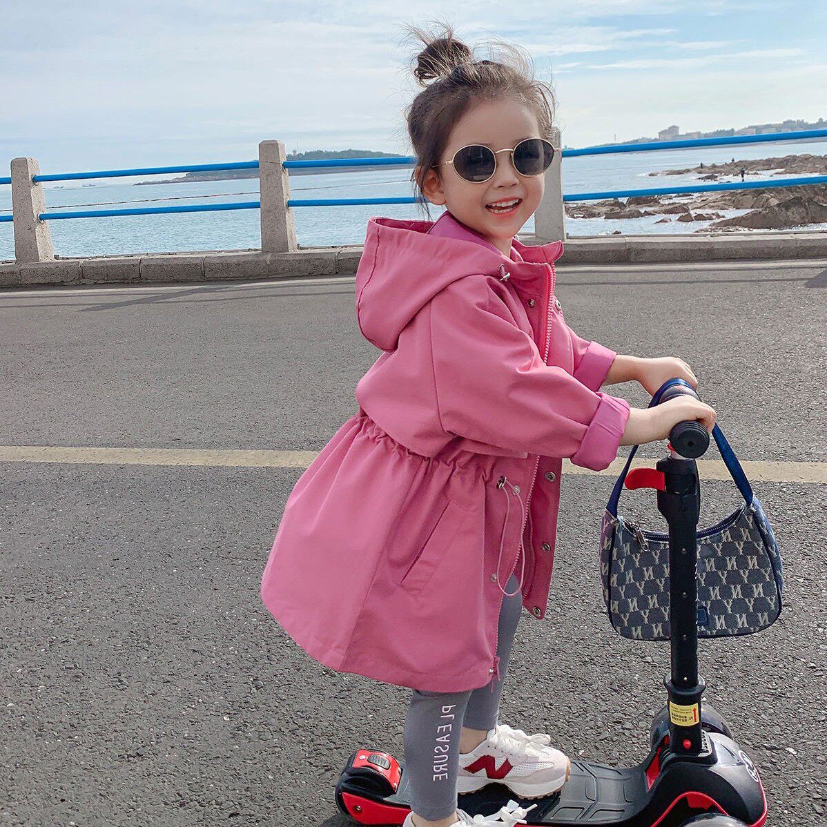 여아 가을 재킷 2023 새로운 아동 재킷 아동 재킷 중장 및 긴 윈드 브레이커 트렌디한 코트