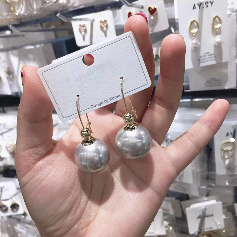 香槟金色珍珠耳钉女韩国韩版时尚气质简约耳环春季夸张饰品首饰