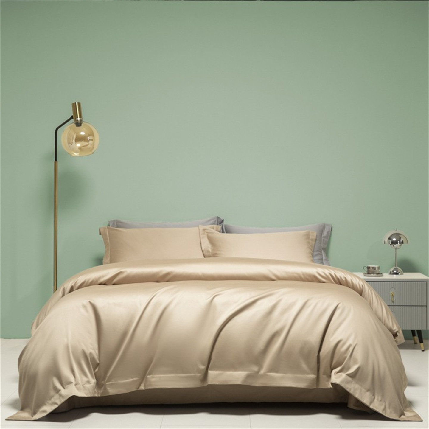 轻奢简约纯色100s长绒棉四件套高