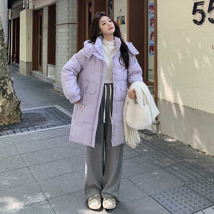 2026年新款加厚保暖纯色外套女中长款棉服女冬季622时尚女棉衣