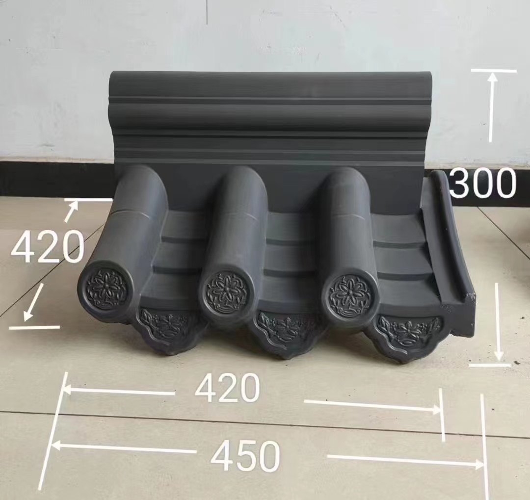 一体围墙帽水泥外墙压顶帽仿古围墙装饰墙头帽中式庭院装饰青瓦