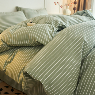 简约纯棉老粗布四件套夏季 被套220x240cm 100%全棉加厚1.8米床笠款