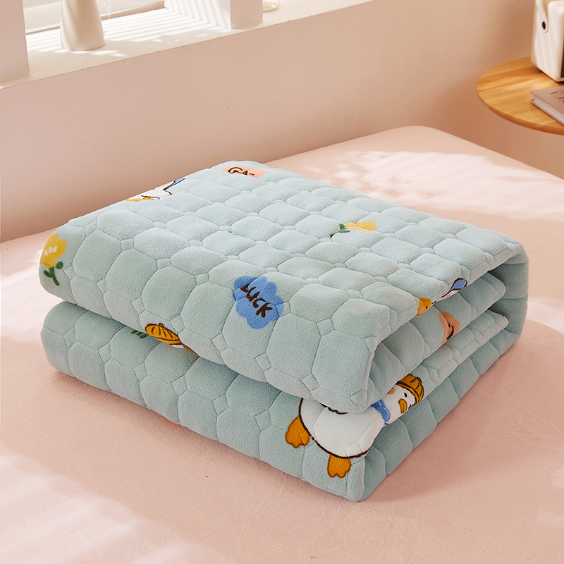 法兰绒床垫冬季牛奶珊瑚绒加厚保暖儿童床褥防滑床护垫可折叠软垫