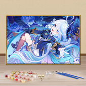 芙宁娜芙卡洛斯水神diy数字油画手工动漫手绘减压填色油彩装 饰画