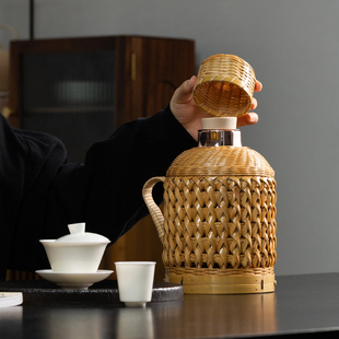 80年代开水壶 竹编热水瓶家用保温壶复古怀旧暖水瓶内胆小暖壶老式