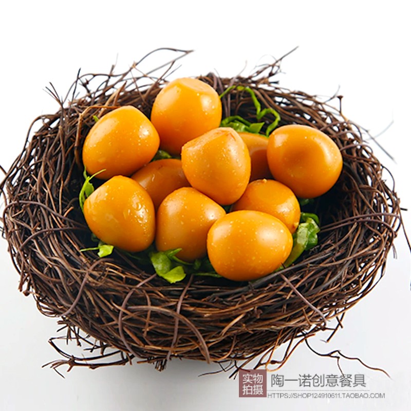 创意酒店藤草鸟窝鸟巢餐具意境菜特色菜私房菜分子美食餐盘饰