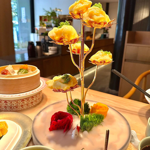 网红荔枝虾球妃子笑香蕉榴莲拔丝架子意境点心铁艺架创意主题餐厅