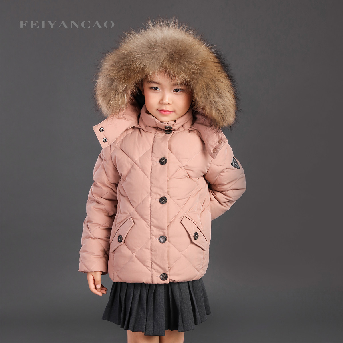 童装BP女童羽绒服 冬季中大童女孩加厚保暖羽绒服连帽可拆亲子装