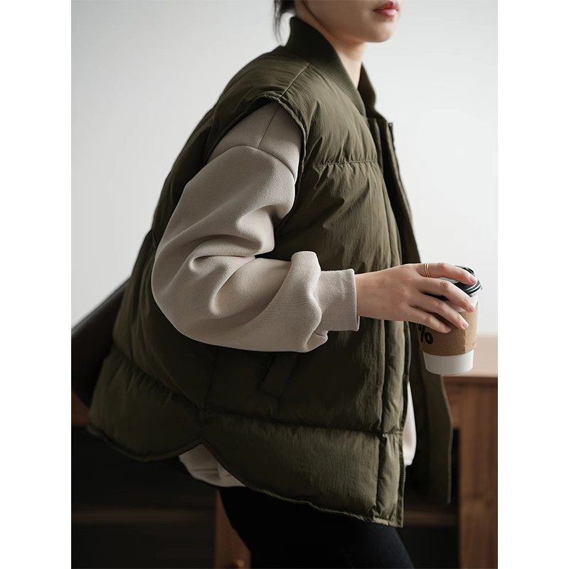 现货】秋冬战衣！棒球领羽绒棉马甲日系叠穿加厚外穿坎肩背心外套,女装/女士精品,大码羽绒服,淘宝优惠券,粉丝福利购,淘宝优惠卷