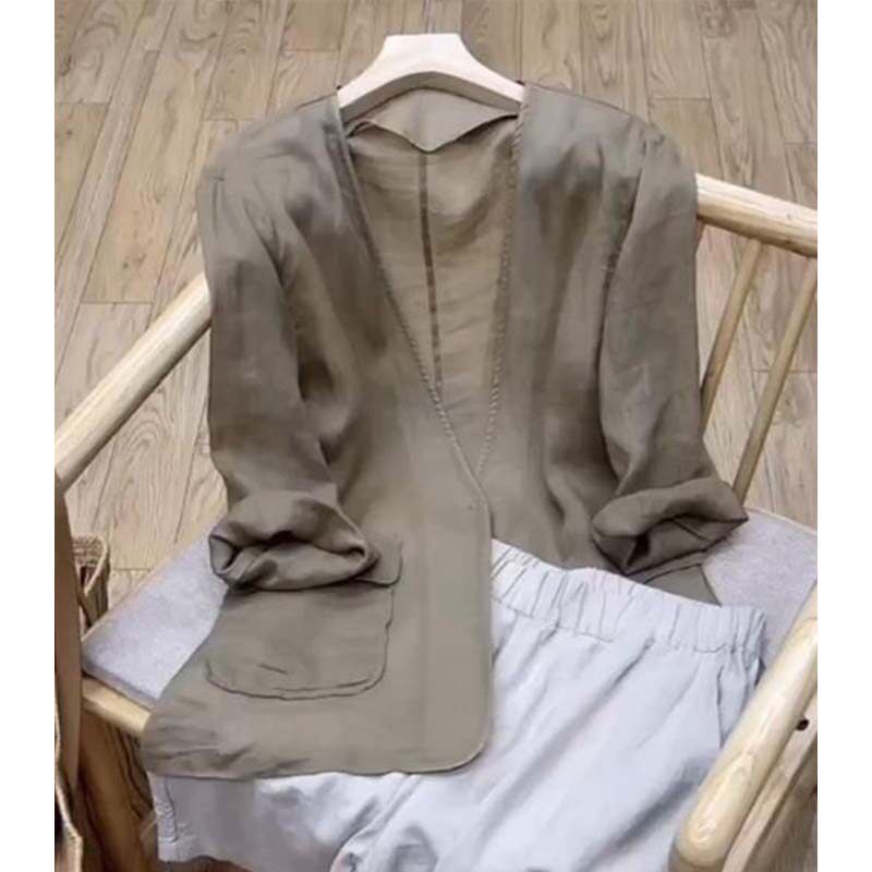 【现货封神穿搭】轻薄橄榄绿苎麻衬衫春夏季高级宽松显瘦防晒上衣