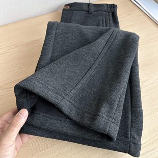 弯刀阔腿裤 加厚保暖长裤 女冬季 遛弯裤 新款 黑灰色高腰垂感加绒西装