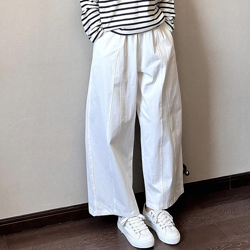CHAO级推荐！白色高腰垂感弯刀阔腿裤女春季新款直筒休闲空调长裤