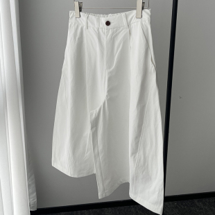 韩系直筒休闲短裤 CHAO级穿搭 女春季 七分西裤 白色半松紧弯刀廓版