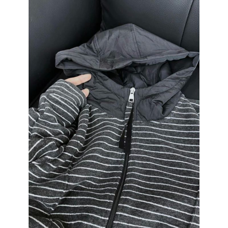 无D推荐系列！灰色条纹绒毛连帽拉链卫衣冬季叠穿长袖软糯糯外套,女装/女士精品,大码内搭,淘宝优惠券,粉丝福利购,淘宝优惠卷