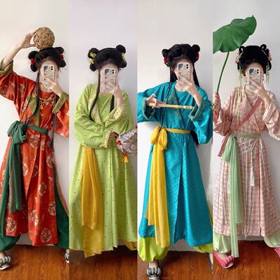 山海记【小神仙】唐风印花双面圆领袍灯笼裤大放量唐制春夏汉服