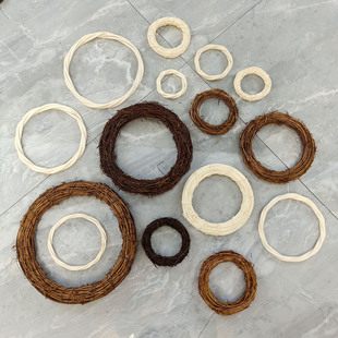 圣诞节藤圈天然藤条圆形装饰花环DIY手工制作家居藤环挂饰品配件