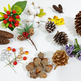 天然松果森系花束幼儿园手工制作藤圈藤环 干花diy花环材料包配件