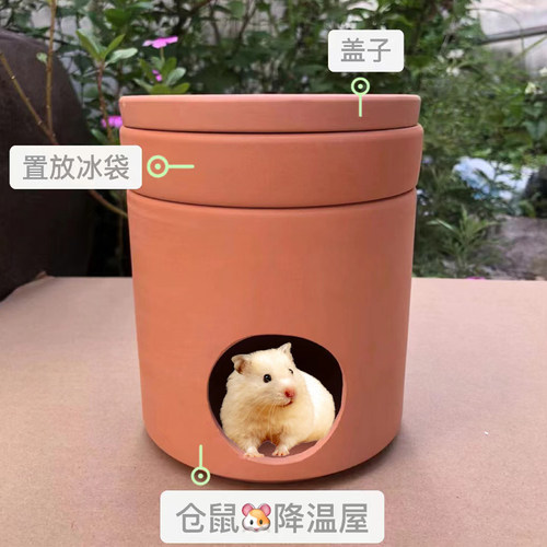 红陶盆仓鼠降温冰屋金丝熊夏天冰箱清凉透气置放冰袋散热陶盆套装