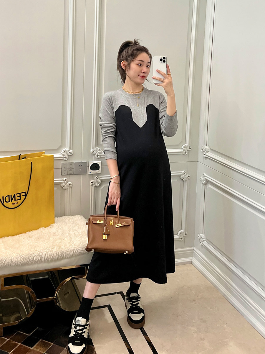 【LeoMami】孕妇装秋款时尚设计感后开叉假两件连衣裙拼接孕妇裙,孕妇装/孕产妇用品/营养,连衣裙,淘宝优惠券,粉丝福利购,淘宝优惠卷