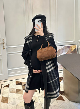 LeoMami孕妇秋冬双面呢连帽斗篷